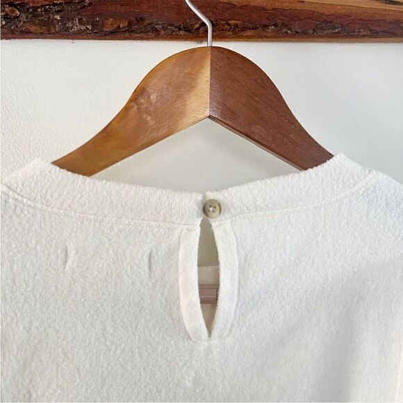Madewell Cozy Puff Sleeve Top Antique Cream Brushed Fleece Minimalist Essential - Picture 7 of 10